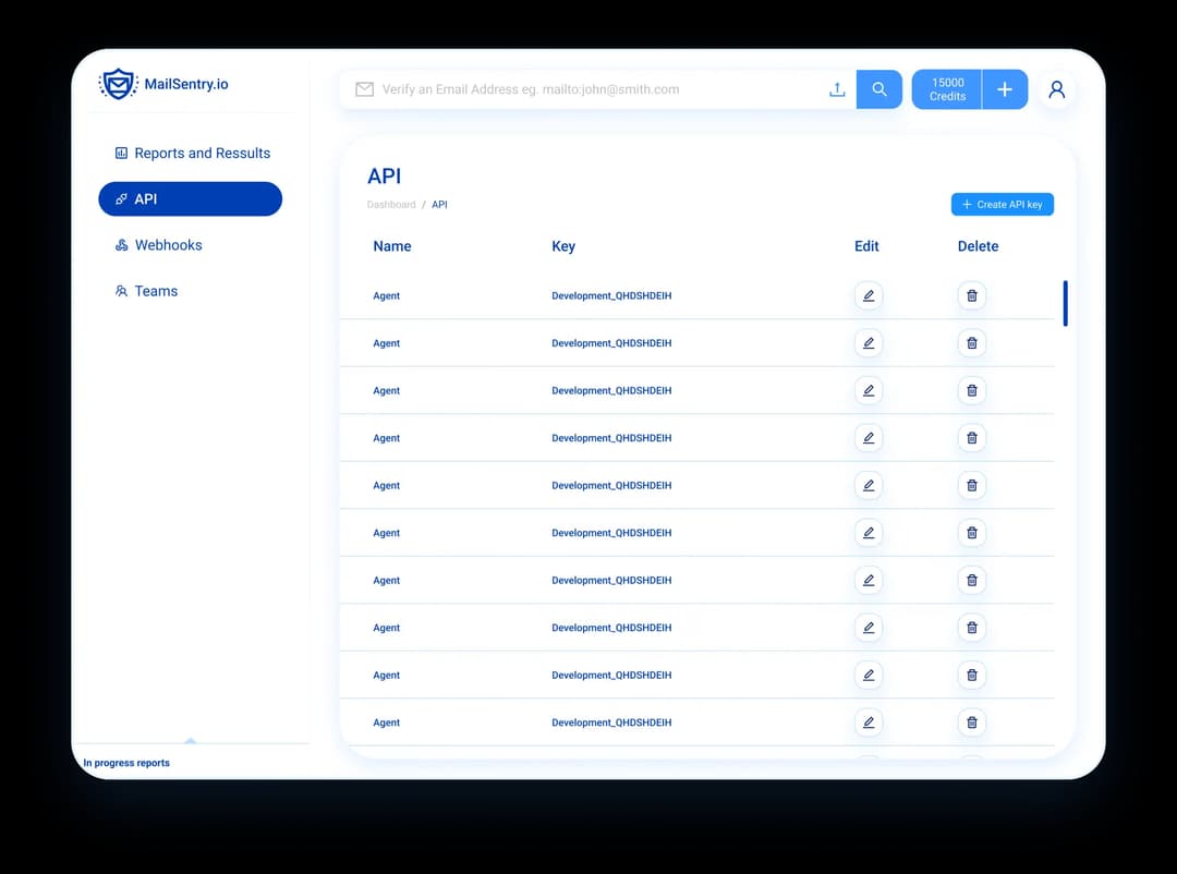 API key generation interface on MailSentry for streamlined email validation service integration API key generation interface on MailSentry for streamlined email validation service integration